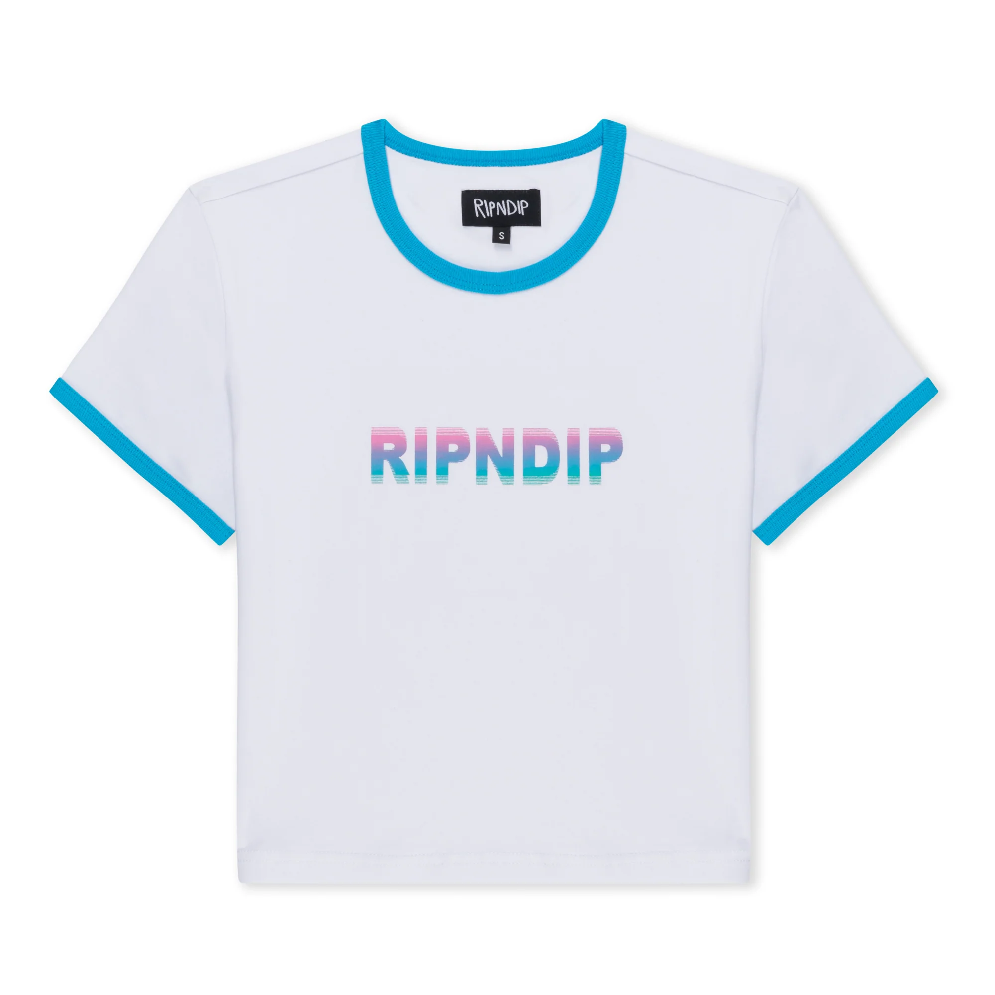 Digital Dream Cropped Ringer Tee (White/Blue) - RIPNDIP